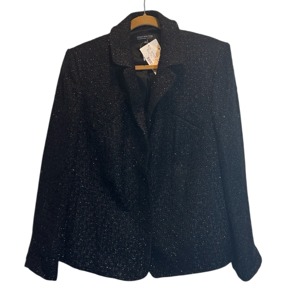 Jones New York Women's Black Tweed Sparkly Blazer size 18W NWT
